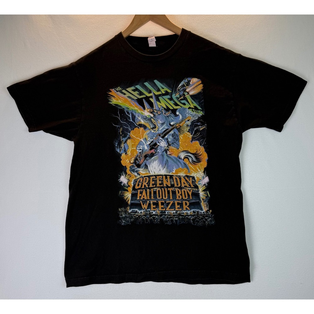 Green Day Fall Out‎ Boy Weezer Hella Mega Tour Black Concert T-Shirt 2021 Sz L